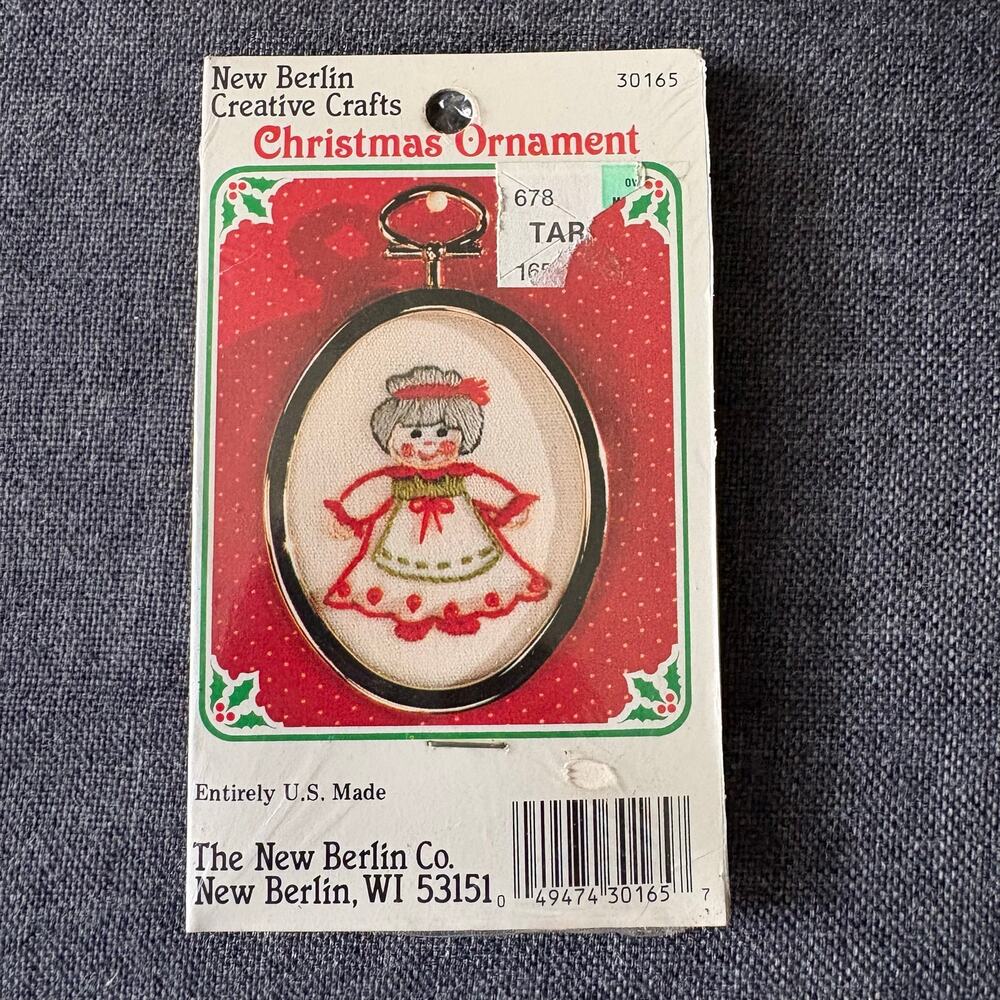 Mrs Santa Christmas Ornament Vintage Counted Embroidery Kit by New Berlin Co.